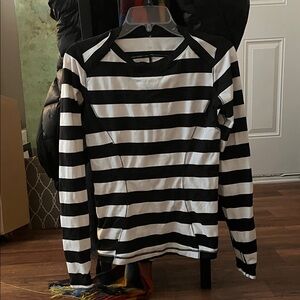 lululemon athletica Black and White Striped Long Sleeve Tee